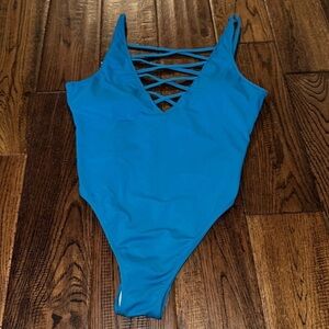 PINK Victorias Secret Blue Cage One Piece Swimsuit